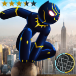 تحميل لعبة Panther Stickman Rope Hero Crime City Battle مهكرة Mod